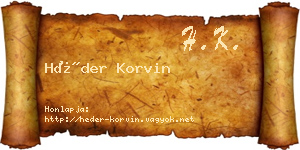 Héder Korvin névjegykártya